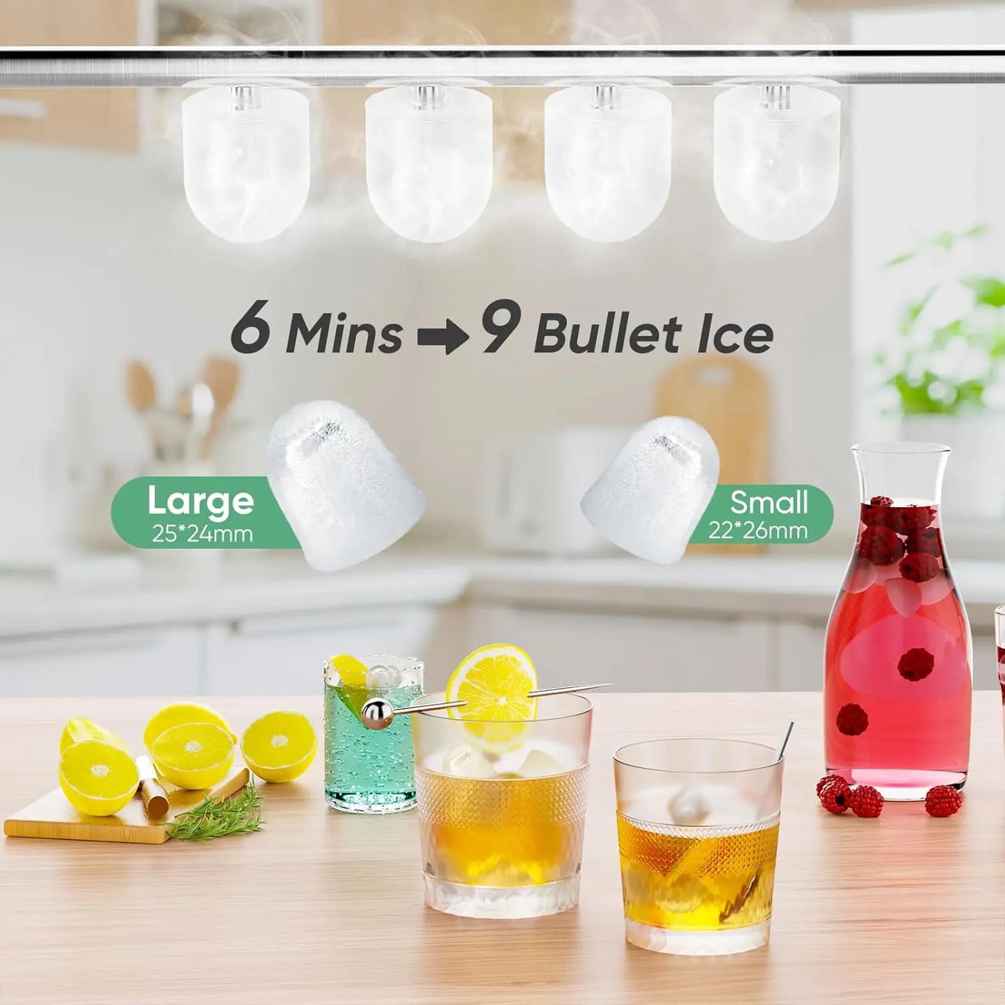 Countertop Ice Maker: Fast 9 Cubes in 6 Min, Self-Cleaning