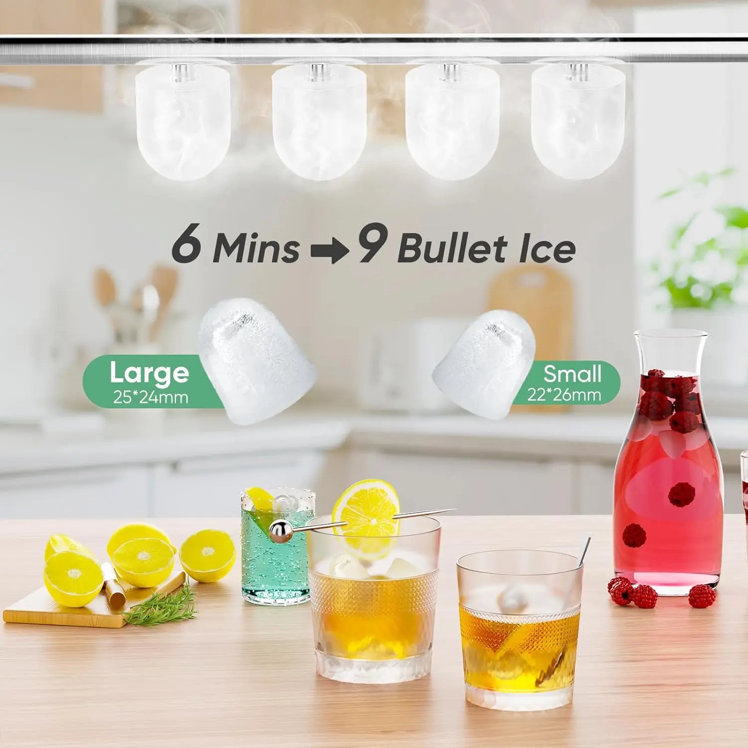 Countertop Ice Maker: Fast 9 Cubes in 6 Min, Self-Cleaning
