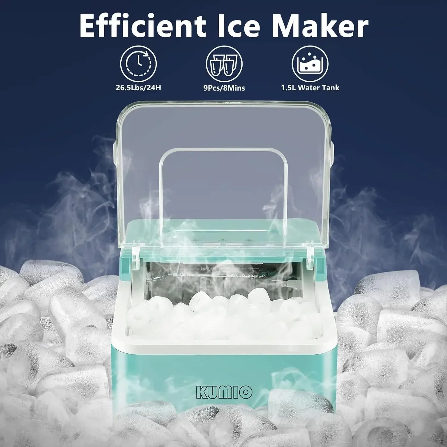 Ice Makers Countertop: 9 Bullet Ice in 6 Mins, 26.5 lbs/Day