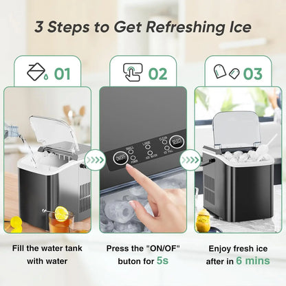 Countertop Ice Maker: Fast 9 Cubes in 6 Min, Self-Cleaning