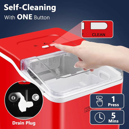 Countertop Ice Maker, 9 Bullet Ice in 6 Mins, 26.5 lbs/Day