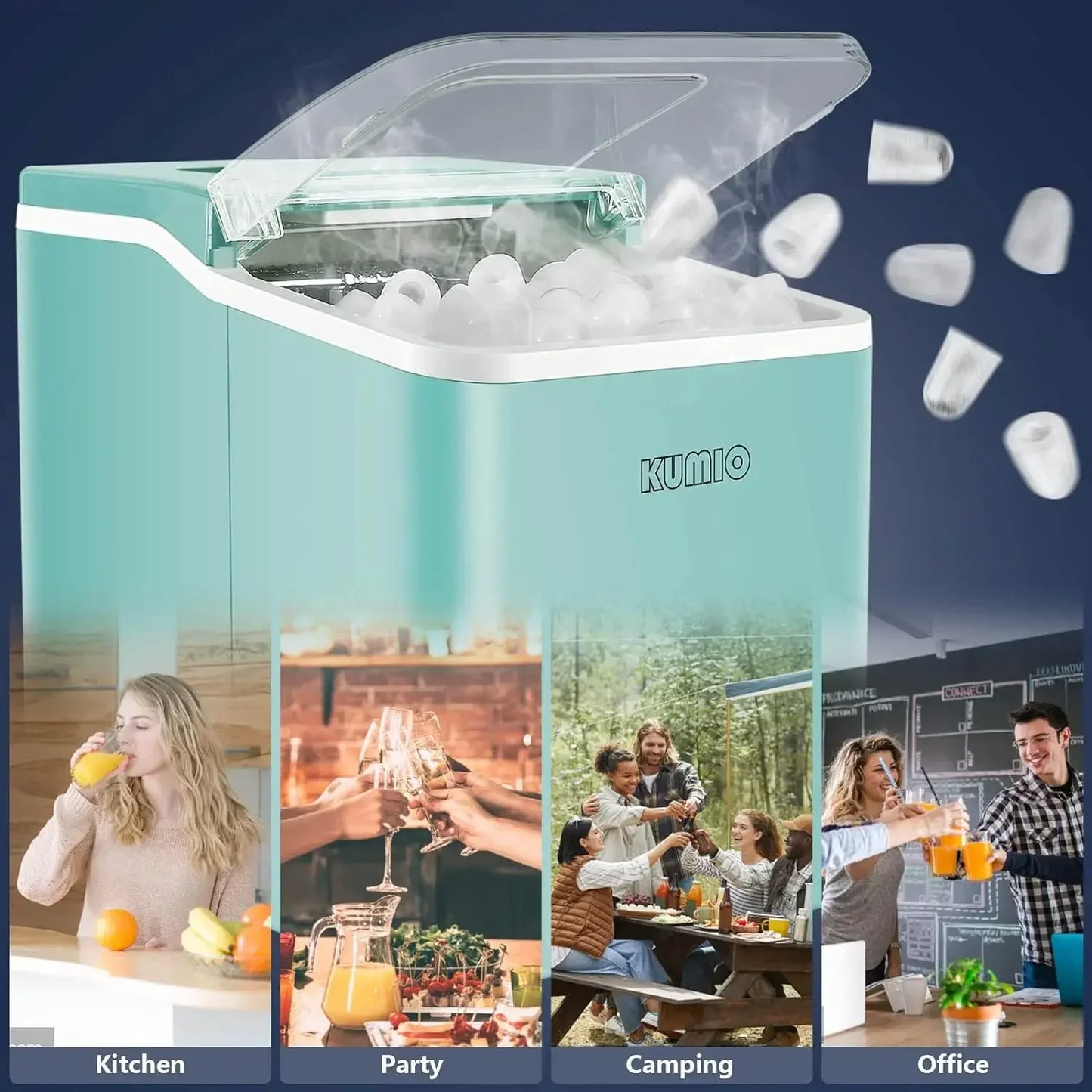 Ice Makers Countertop: 9 Bullet Ice in 6 Mins, 26.5 lbs/Day