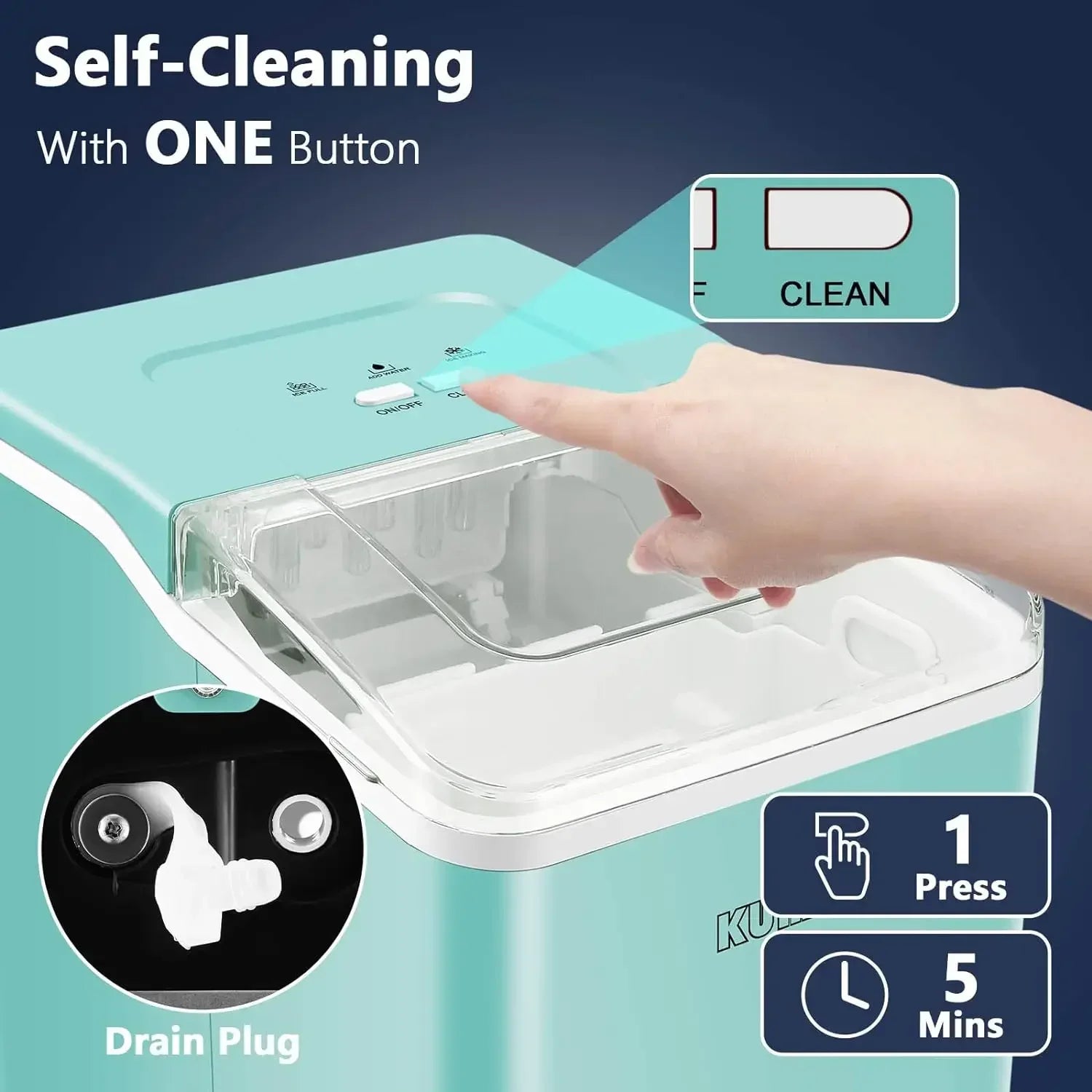 Ice Makers Countertop: 9 Bullet Ice in 6 Mins, 26.5 lbs/Day
