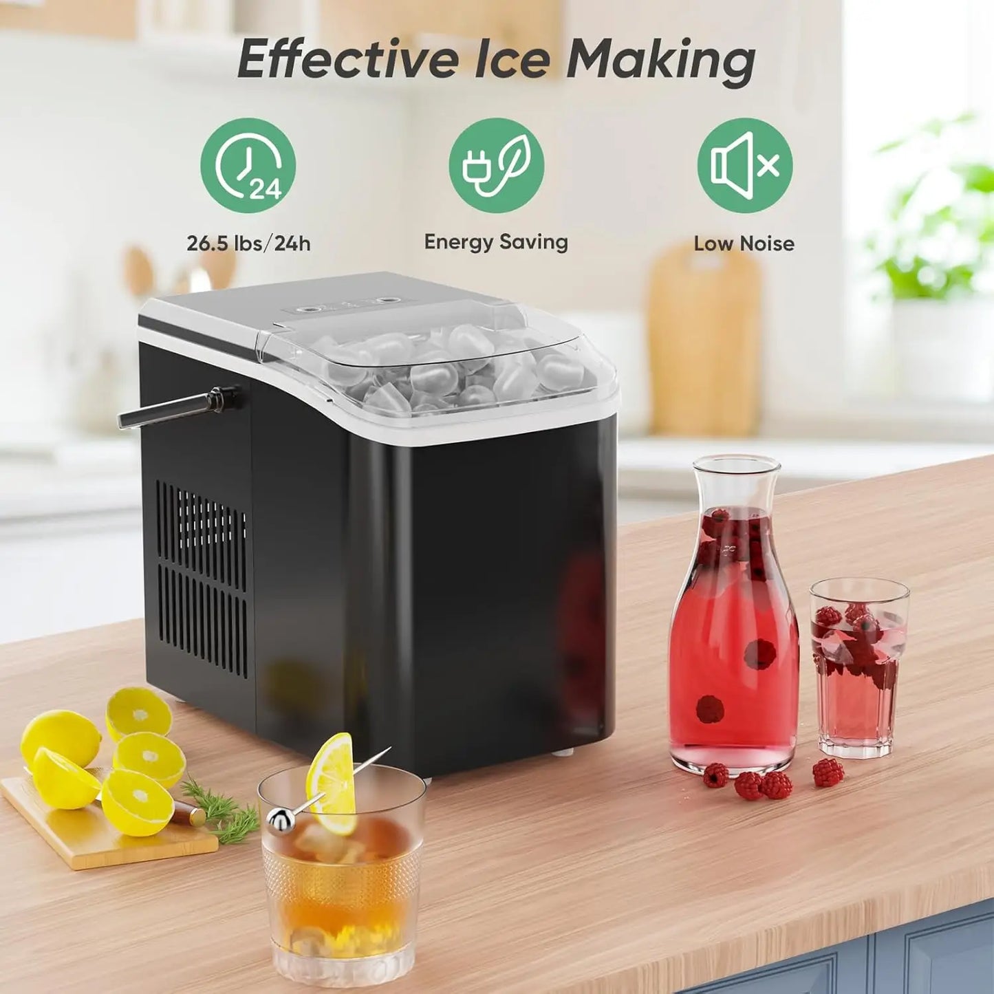 Countertop Ice Maker: Fast 9 Cubes in 6 Min, Self-Cleaning
